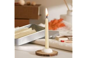 20 Minute 100% Pure Beeswax Candles, Mini Mindful Meditation Taper Candles, Smokeless & Dripless with Holder for Yoga, Prayer