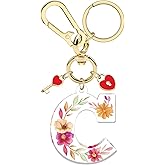 Xiahuyu Initial Letter Keychain for Women Girls Heart Pendant Key Ring Cute Letter Keychain Charms for Key Backpack Bag Purse