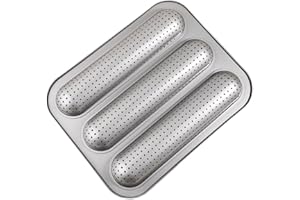 Kecung Baguett Pan 3 Cavity French Bread Mold Nonstick Baking Tray Long Loaf Toast Cake Mold for Oven Bakeware Pans