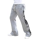 GORGLITTER Men's Y2K Graphic Baggy Sweatpants Color Block Wide Leg Flare Sweatpants Casual Workout Pants Streetwear