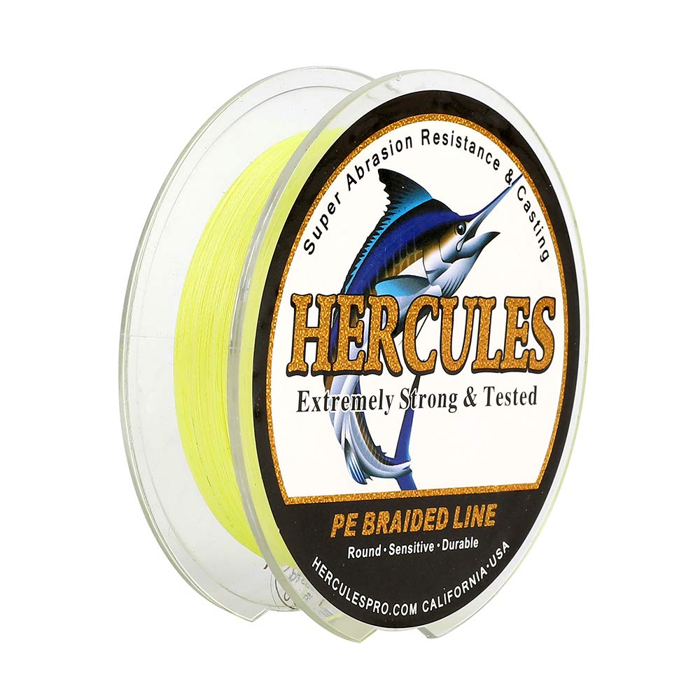 Hercules Super Strong 300M 328 Yards Braided Fishing Line 6 LB Test for Saltwater Freshwater PE Braid Fish Lines 4 Strands - Fluorescent Yellow, 6LB (2.7KG), 0.08MM — image 1