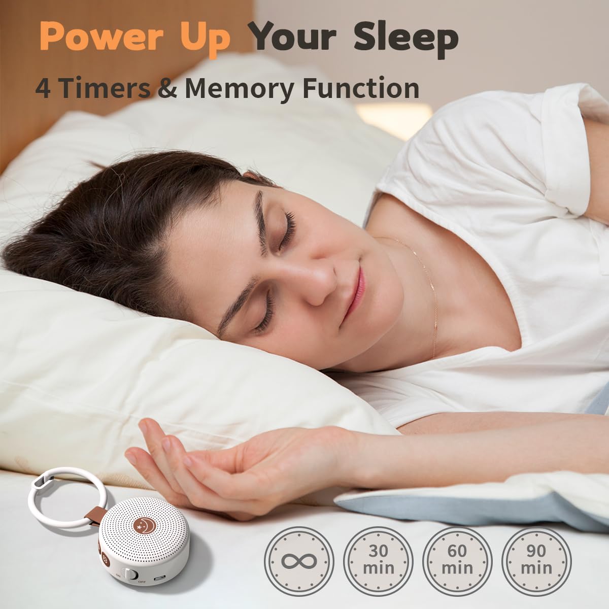 Mini Sound Machine Portable Baby White Noise Machine Brown Noise Machine with 30 Soothing Sounds for Kids Adults Auto-Off Timer 32 Volume Levels Battery Sleep Machine for Home Office Privacy & Travel