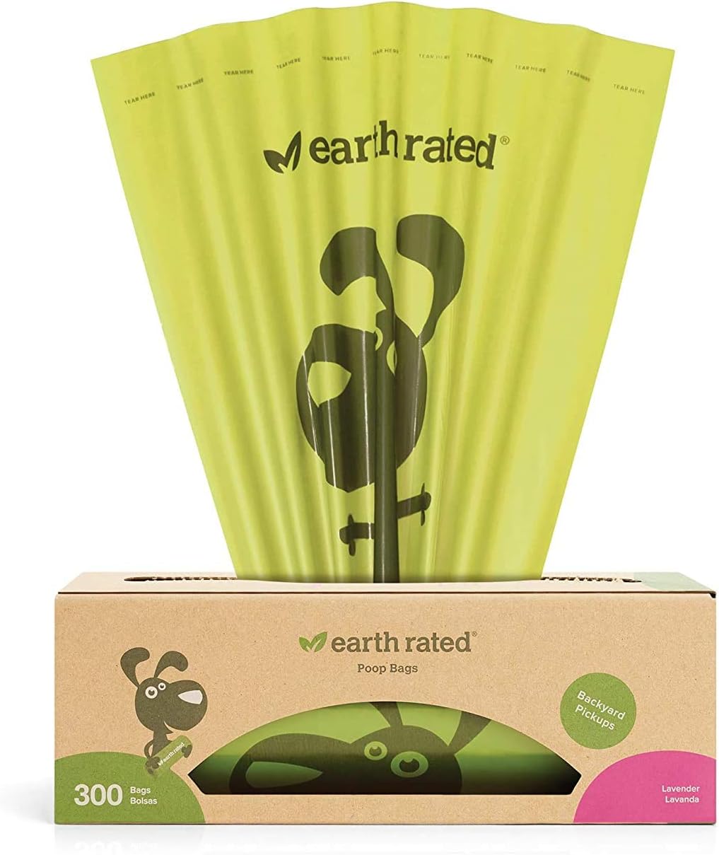 Earth Rated Dog Poop Bags, 300 Dog Waste Bags on a Large Single Roll, Grab and Go, Guaranteed Leak-proof, Lavender-scented, Great for Backyard Pickups, Each Poop Bag Measures 8 x 13 Inches : Pet Waste Bags : Pet Supplies