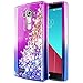 LG G4 Case w/[Tempered Glass Screen Protector], NageBee Glitter Liquid Quicksand Waterfall Floating Flowing Sparkle Shiny Bling Diamond Girls Cute Case -Purple/Blue
