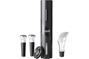 Exptolii Electric Wine Opener, Automatic Bottle Corkscrew with Foil Cutter, Vacuum Stopper and Wine Aerator Pourer