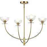 Alora Mood Sylvia 26" Chandelier | Brushed Gold Finish | Clear Glass Shades | Classic Decorative Ceiling Light | Made of Stee
