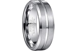 NUNCAD Tungsten Ring for Men Women 4/6/8/10mm Black/Blue/Gold/Rose Gold/Silver Groove Wedding Bands Beveled Edges Engraved I Love You Size 4 to 17