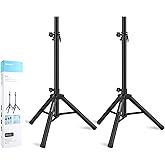 Vondynote Pair of Tripod Speaker Stands Adjustable Height from 33.5" to 53.5" Slim Mini Speaker Stand PA DJ Short Tripod Speaker Stand