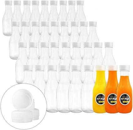 Amazon Co Jp 10オンス 空のpetプラスチックジュースボトル 40パック 透明使い捨てバルクドリンクボトル ホワイトタンパー防止キャップ付き 自家製ジュース ミルク 水 スムージー お茶の保管に最適 40 ホーム キッチン