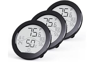 SECRUI Indoor Digital Hygrometer 3 Pack Room Thermometer and Humidity Gauge LCD with Max and Min Records (Black)