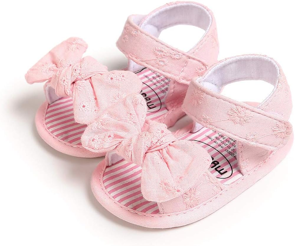  | Meckior Baby Toddler Infant Girls PU Leather Soft Closed Toe Summer Sandals Flower Princess Flat Shoes | Sandals
