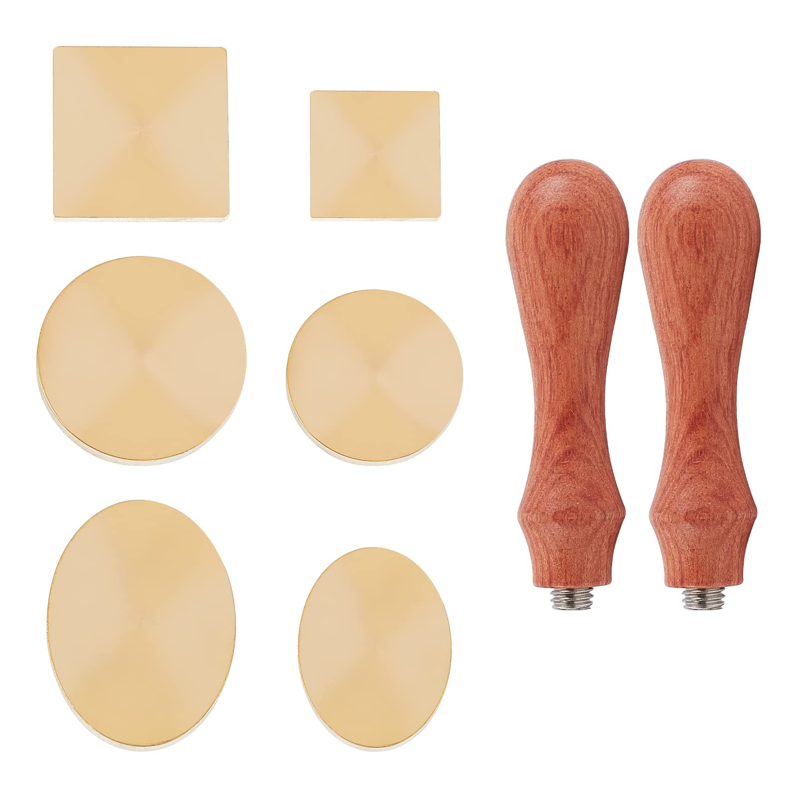 CRASPIRE Brass Blank Wax Sealing Stamp Set, 6PCS Removable Sealing Brass Stamp Head with 2PCS Wooden Handle Wax Seal Stamp Kit for Invitations Gift Cards Letters Packages
