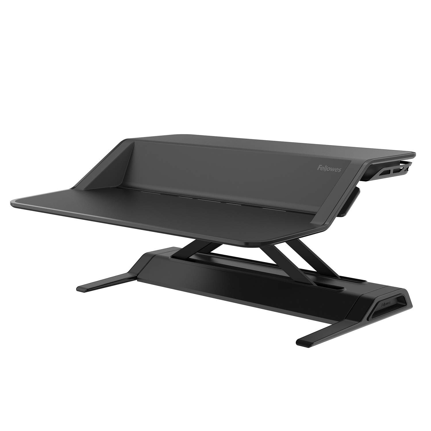 Fellowes Lotus Height Adjustable Standing Desk Converter - Sit Stand Desk with Smooth Lift Technology - Max Weight 15.8KG - Black