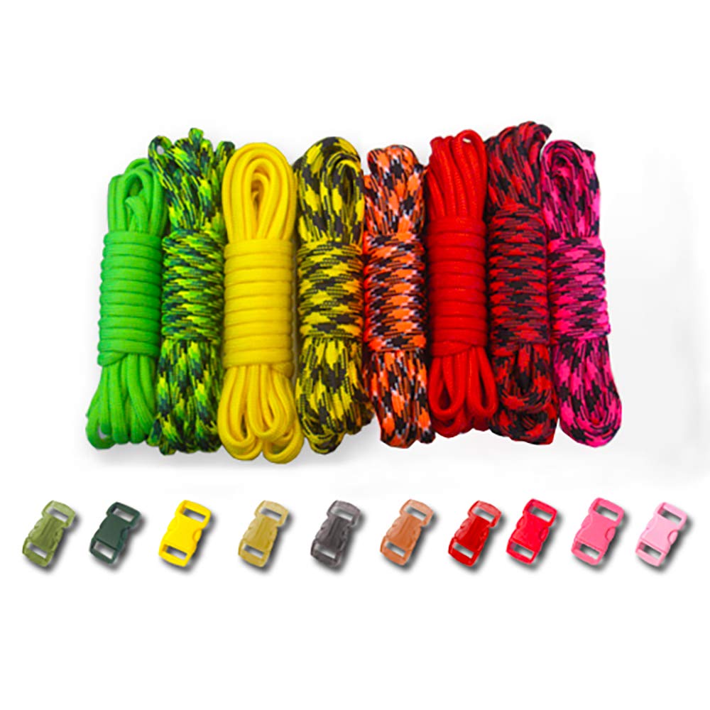 PARACORD PLANET 550lb Type III Paracord Combo Crafting Kits with Buckles Simmering