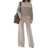 ETCYY NEW Womens Elegant Lounge Sets Knitted Sweatsuit Sets 2 Piece Outfits with Sweater Tops and Wide Leg Sweatpants