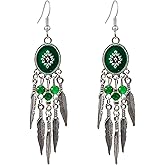 Fuvirou Vintage Bohemian Beaded Long Tassel Drop Dangle Earrings Unique Bohemian Ethnic Tassel Feather Dangle Earrings for Women Girls Jewelry Gifts