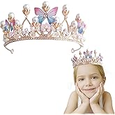 Butterfly Princess Crown Bridal Accessories Performance Disc Hair Model Gold Pearl Headband Rhinestone Hairpiece Birthday Crown for Girls (Butterfly)