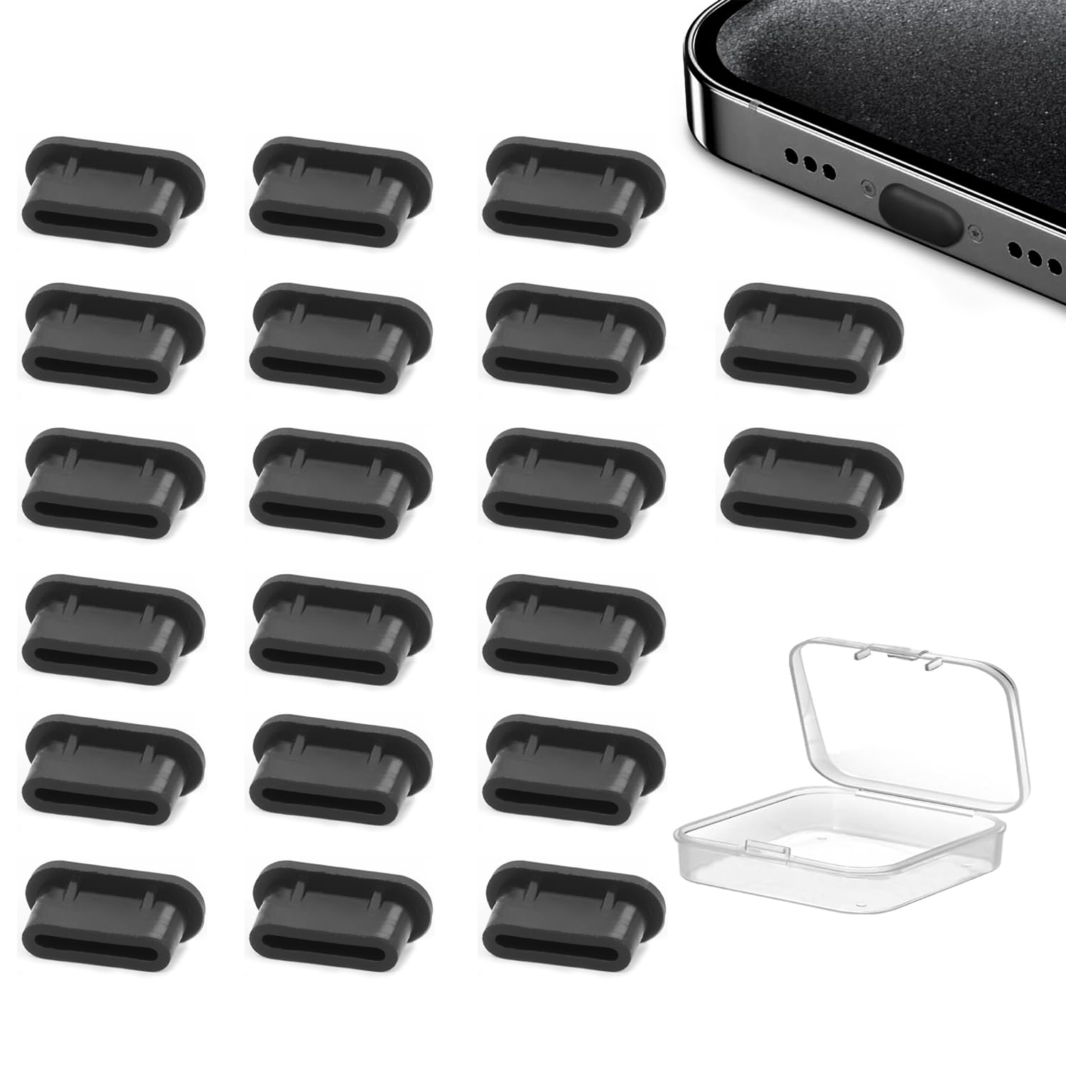 20 Pack Type C Anti Dust Plugs, USB C Dust Cover, Silicone USB C Dust Plug, Type-C Charging Port Protector, USB C Cover Cap Compatible with iPhone 15