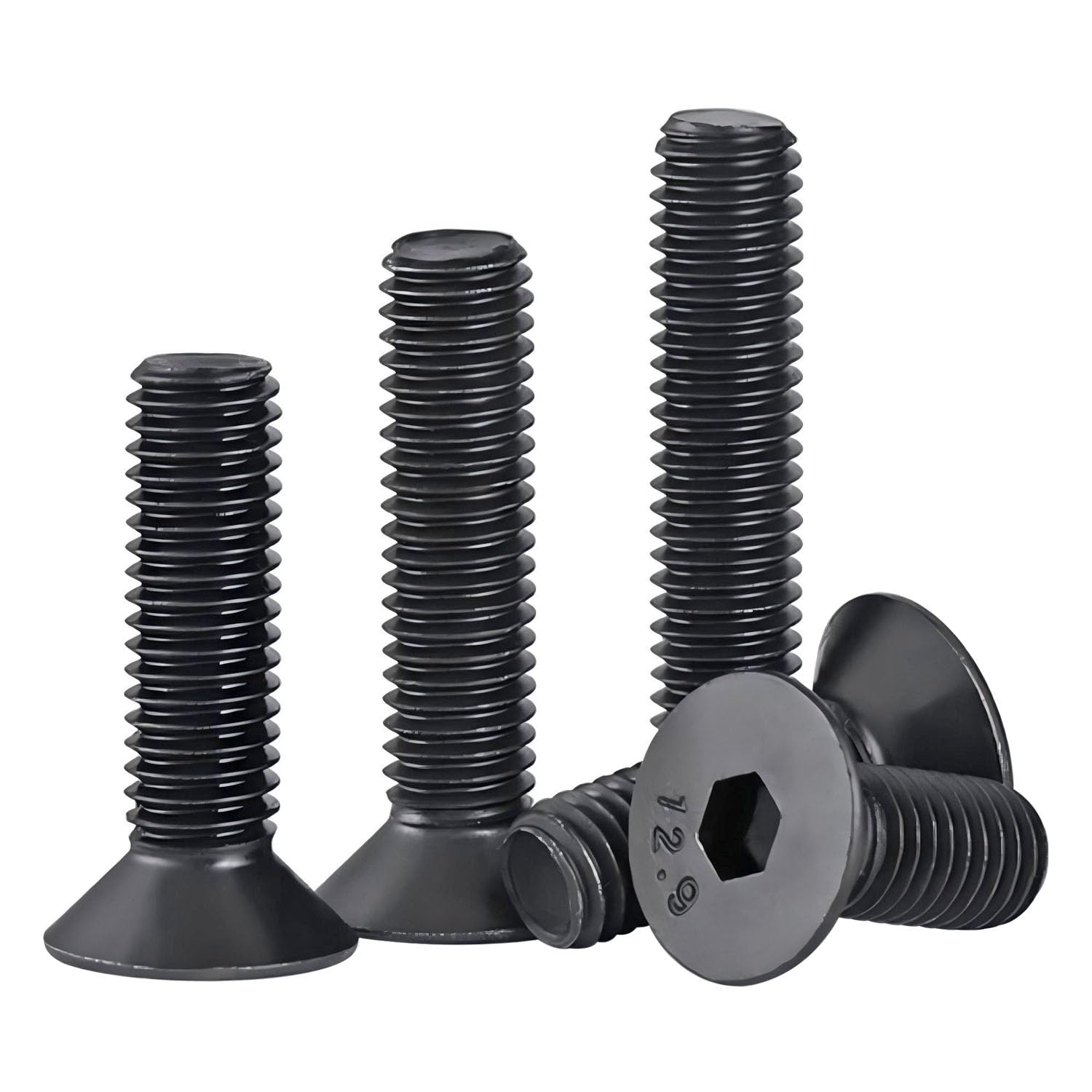 Qrity 20 PCS Hex Socket Countersunk Machine Screws, 12.9 Grade High Tensile Carbon Steel Furniture Bolts for Machinary, Electrical Devices, M5x20mm, Black
