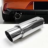 HDQQ 3" Exhaust Muffler, 4" Outlet Universal Straight Through Resonator | 18.5" Stainless Steel Glasspack Muffler for Cars, Trucks, SUVs &amp; Muscle Cars,Pack of 1