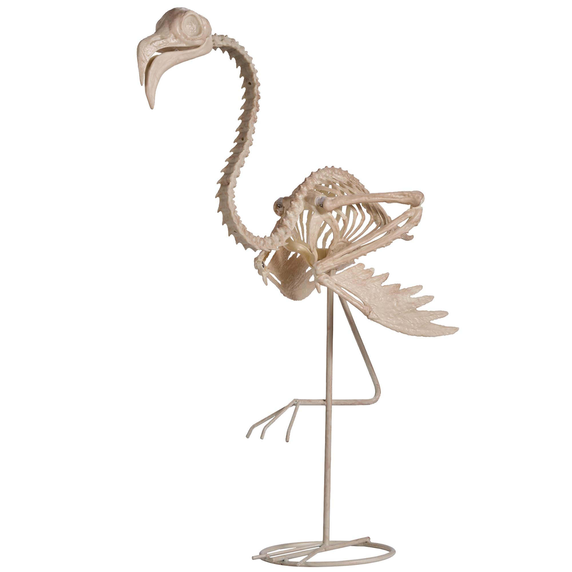 Photo 1 of ***MISSING LOWER JAW***JOYIN Flamingo Skeleton Halloween Decorations 27.6 Inch Tall Spooky Flamingo Posable Animal Skeleton with Movable Joints for Halloween Indoor Outdoor Yard Garden Lawn Patio Prop Decor***MISSING LOWER JAW***