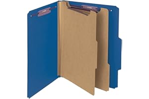 Smead Pressboard Classification File Folder with SafeSHIELD Fasteners, 2 Dividers, 2" Expansion, Letter Size, Dark Blue, 10 per Box (14032)