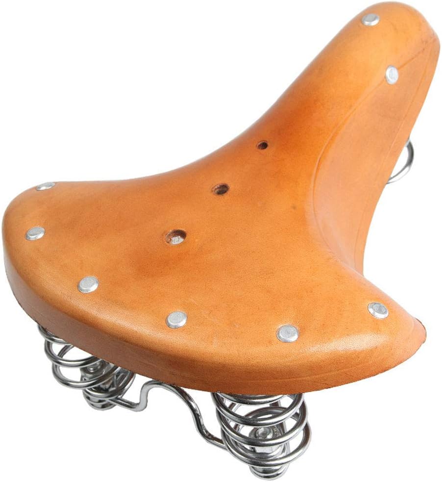 TXYFYP Genuine Leather Spring Bike Saddle