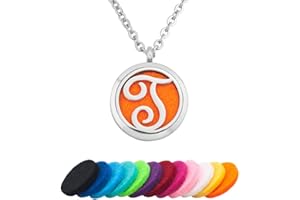 Charmed Craft A-Z Letter Monogram Initial Necklace Aromatherapy Essential Oil Diffuser Necklaces Pendant, 12 Refill Pads
