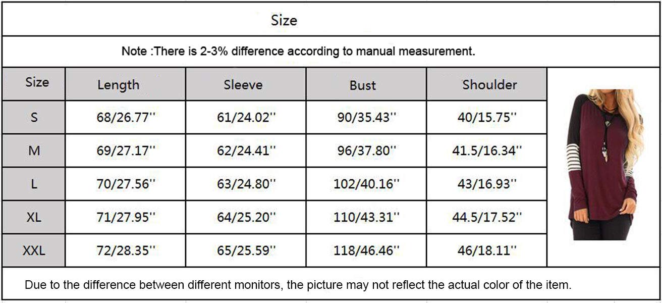 AMCLOS Womens Tops Striped Color Block Tee Shirts Casual Blouses Long Sleeve Pullover Lightweight Tunic (L, Green)