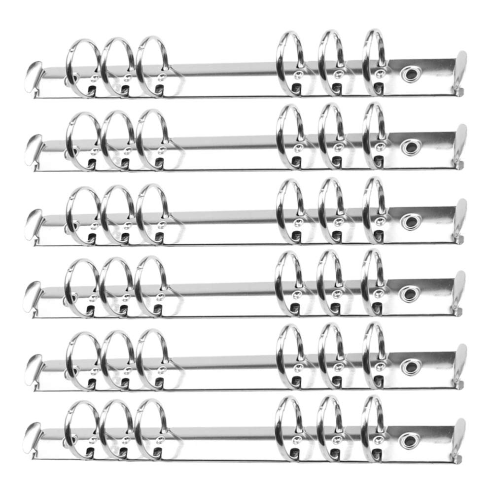 NUOBESTY 12pcs Metal Notebook 6 Ring Binder Mechanism Replacement Kit Loose Leaf Binding Spines Combs for Personal Organizers Planners