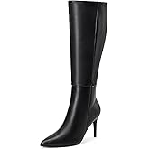 GENSHUO Women’s Stiletto Knee High Boots 3 Inch Closed Pointed Toe Boots High Side Zipper Heels Long Comfortable Sexy Daily Party Wear