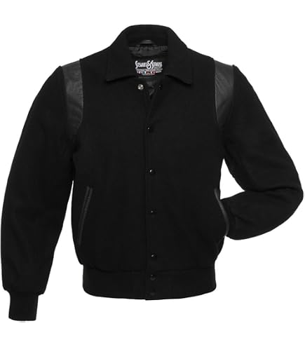 Stewart & Strauss All Wool Black and Grey Varsity Letterman Jacket