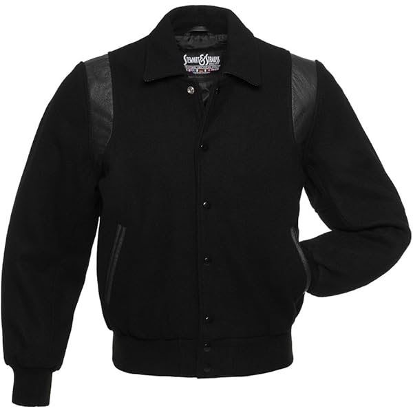 Stewart & Strauss All Wool Black and Grey Varsity Letterman