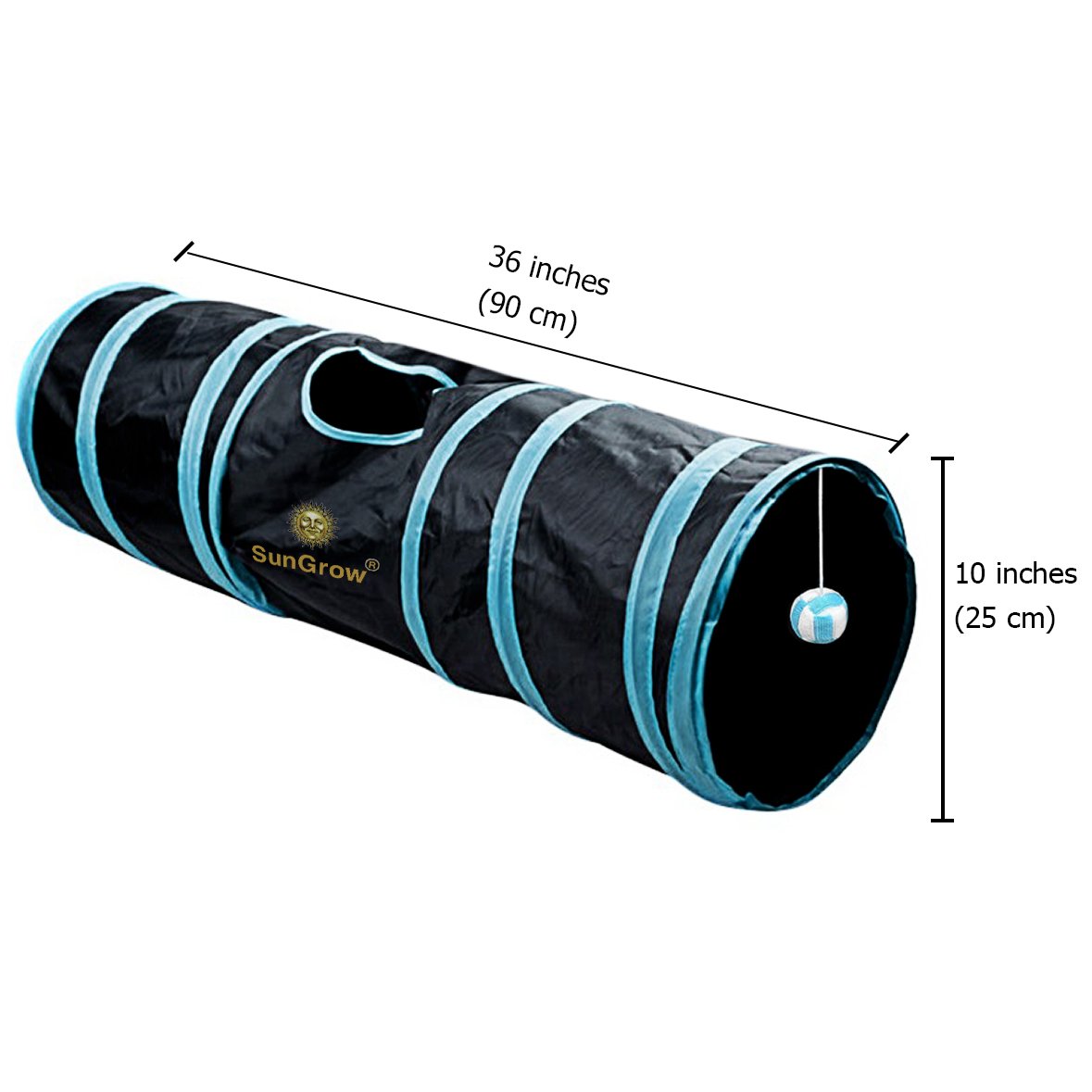 Collapsible Cat Tunnel --- Interactive Play Toy with Peep Hole and Crinkle Ball - For Hiding, Hunting and Resting - Confidence Booster & Health enhancer - Ideal for Multi-cat and Independent Play