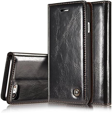 Iphone 7 Plus Wallet Case, [Vintage Series] Card Slots Kickstand Primium Leather Magnetic Wallet Cover Case for Iphone 7 Plus 5.5 Inch (Black)