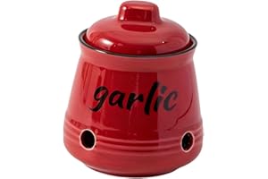 FashionCha Garlic Keeper Premium Sturdy Home Organizer with Lid Home Decor Storage Container Kitchen for Counter Spice Garlic