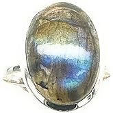 Natural Blue Labradorite 925 Solid Sterling Silver Ring Size 7.25