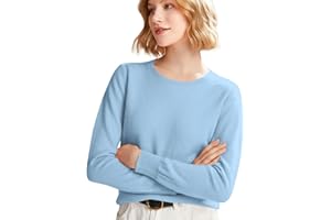 GENERIC Cashmere Sweaters for Women Long Sleeve Crew Neck Soft Warm Pullover Tops Lightweight Wool Knit Sweater