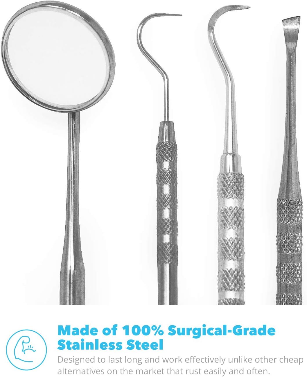 Equinox International Dental Hygiene Kit - Includes Tarter Scraper/Scaling Instrument, Dental Pick, Dental Sickle, and Mouth Mirror - Professional Surgical Grade Dentist Approved Tools: Industrial & Scientific