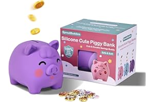 Cute Piggy Bank Unbreakable Silicone Pig Money Saving Jar Coin Bank for Kids,Boys and Girls Easter Christmas Birthday Gift (P