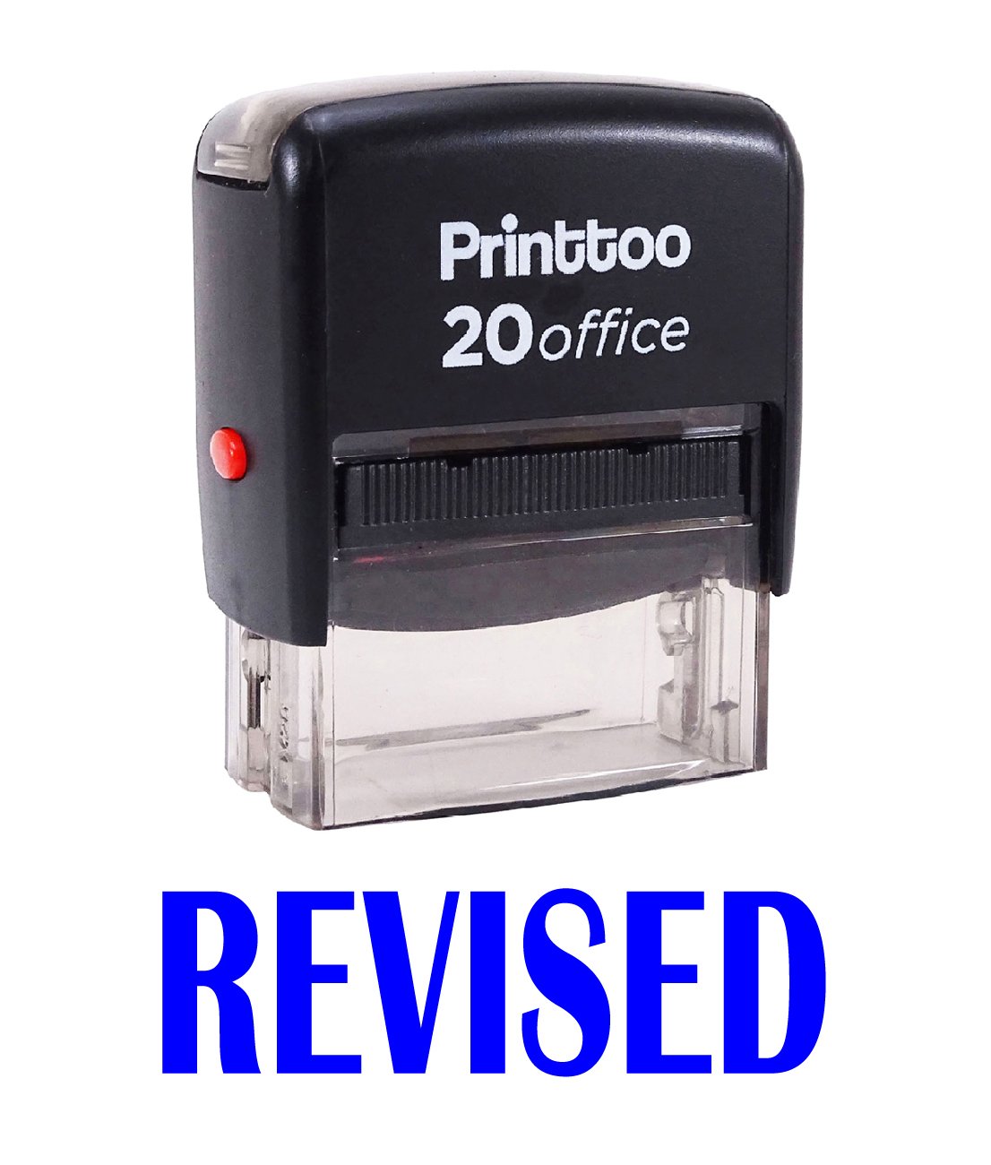 Printtoo Rubber Stamp Office Stationary Revised Self Inking Custom Stamp-Blue