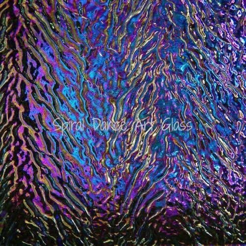 DichroMagic COE 90 Blue / Yellow on Clear Ripple Fusible Dichroic Glass 4" x 4" ~ 3mm