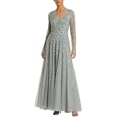 Illusion Long Sleeve A Line Embellished Gown