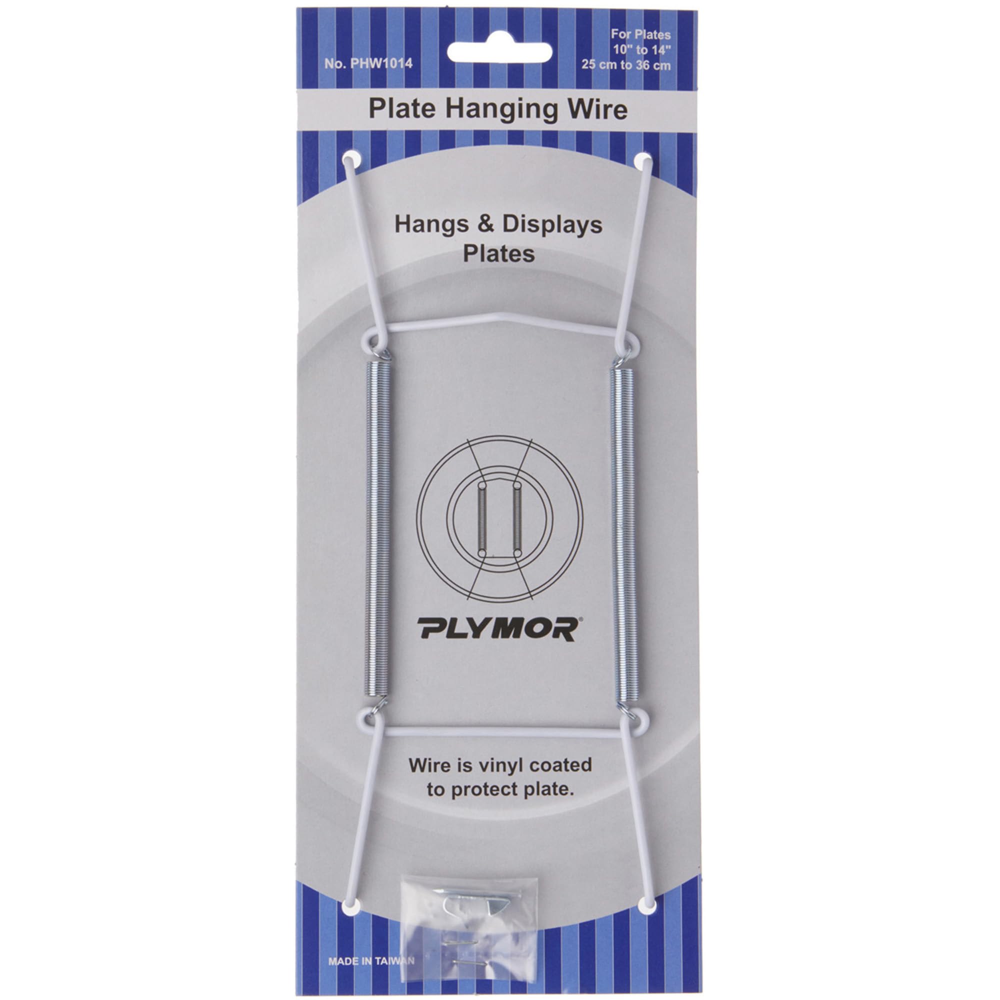 Plymor White Vinyl Finish Wall Mountable Plate Hanger (2 Pack), 8" H x 3" W x 0.5" D (for Plates 10" - 14")