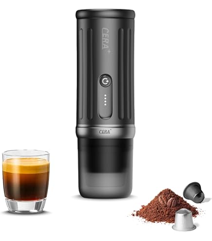 Capsules NS Café Moulu Machine à Expresso Portable CERA+ - 20 Bars - Chauffage Rapide 3-4min - Compatible Capsules NS Et Café Moulu - USB Chauffe Biberon Nomade