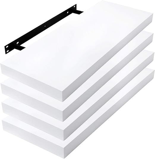 Lestarain Juego de 4 Estante Balda Flotantes Pared Madera 100cm