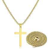 Stainless Steel Cross Necklace for Men Silver Cross Necklace for boy Small Cross Pendant Necklace Simple Jewelry Cross Chain Gifts for Men