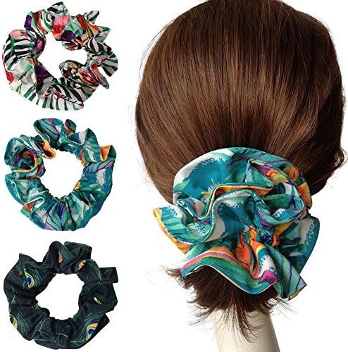 Elegant Large Double Layer Flower Scrunchies, Women's Hair Scrunchies Hair Bow Scrunchy Ponytail Holder-KV001