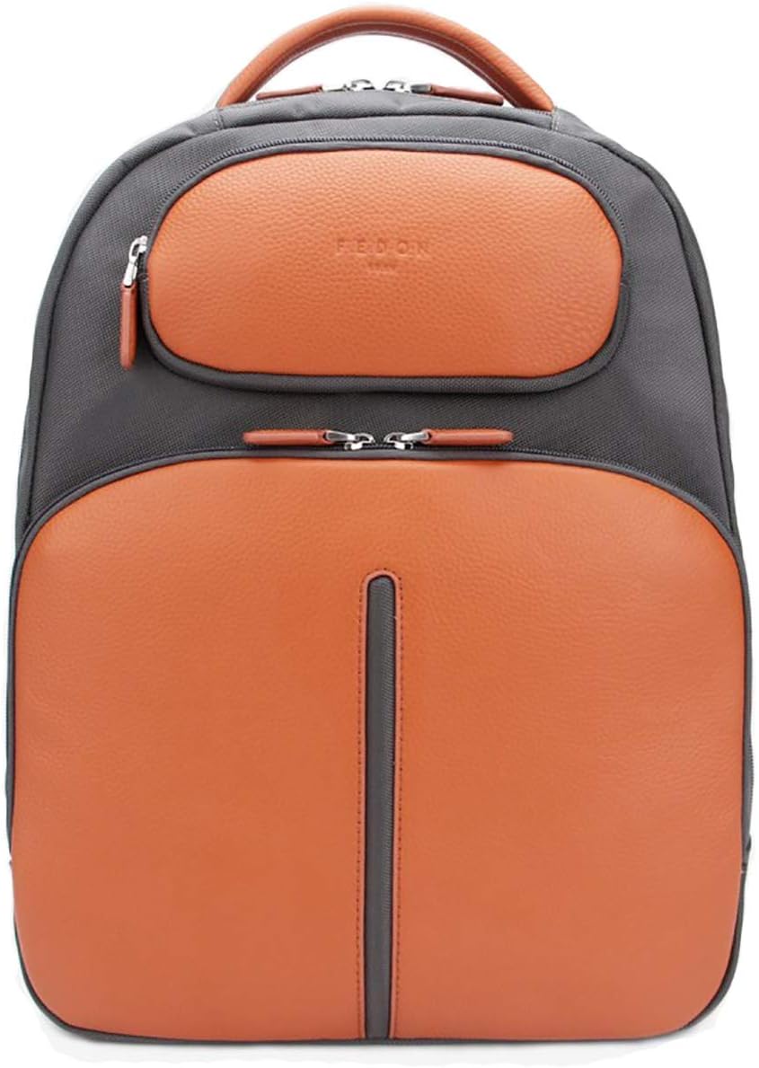 orange leather backpack