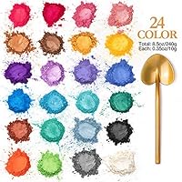 Sumille Mica Powder 24 Colors 240g Cosmetic Grade Mica Powder Natural Mica Mineral Powder Pearl Dyes for Epoxy Resin, Bath Bomb, Soap, Candle, Slime Coloring, Makeup and Nail Art, Colorful Non-Toxic